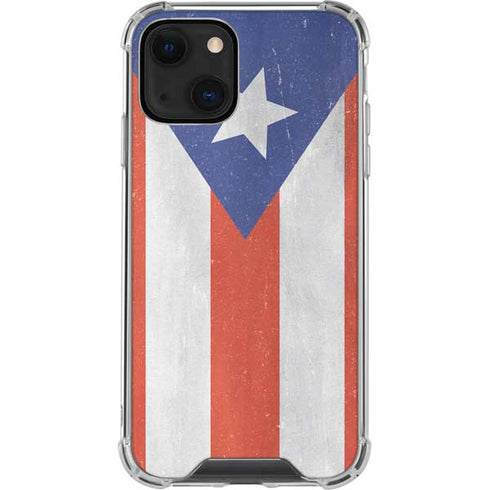 Puerto Rico Flag Distressed iPhone 14 Clear Case